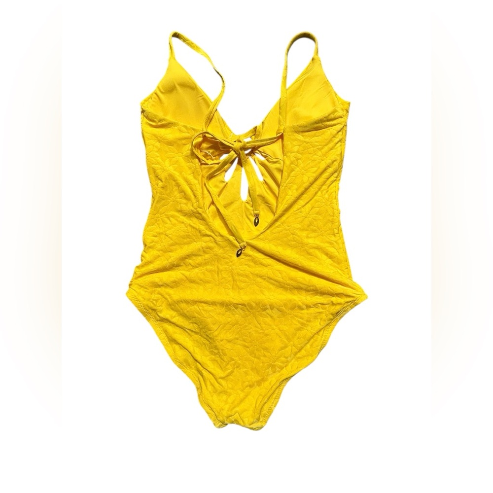 TRINA TURK yellow Joplin Jacquard Cutout Plunge One-Piece Swimsuit Size 12 NWT - Picture 5 of 11